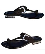 Donald Pliner Black Suede Leather New Chunky Gem Stones Sandal Shoe $295... - $118.00