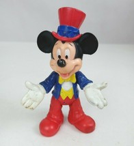 Vintage Disney Mickey Mouse Wearing Blue &amp; Red Suit &amp; Top Hat 3.75&quot; Figu... - $3.87