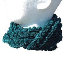 Womens Velvety Smooth Sparkle Scarf Handmade Crochet Teal Green Silver U... - £32.72 GBP