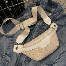 Casual Street Chest Bag Women Solid Color Fanny Belt Pouch Handmade Straw Bags F - £49.12 GBP