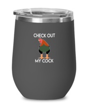 Chickens Wine Glass Check Out My Cock Black-WG  - £21.19 GBP