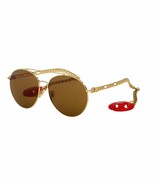 Gucci Women&#39;s Sunglasses GG0725S 002 Gold/Brown Lens Round 61mm - $6,900.78 MXN