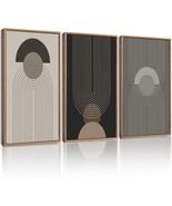 Boho Vintage Abstract Wall Art Set, 16x24in, Framed Canvas, Modern Mid C... - $914.97 MXN
