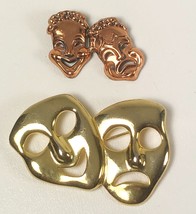 Lot of 2 Vintage MCM Renoir Copper Comedy Tragedy Pin Theater Drama - £23.34 GBP