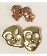 Lot of 2 Vintage MCM Renoir Copper Comedy Tragedy Pin Theater Drama - £23.21 GBP