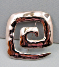 Vintage JJ Jonette Silver Tone Abstract Pin Swirl Brooch 2¼&quot; 1986 Signed / Dated - £21.50 GBP