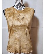 Harley Davidson Women&#39;s Large T-Shirt Sturgis Brown Beige Tye Dye Slevel... - $341.73 MXN