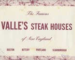 Valles Steak House Placemat 1960 Portland Scarborough &amp; Kittery Maine Bo... - £11.07 GBP