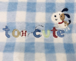 Carter&#39;s Baby Blanket Too Cute Puppy Dog Gingham Single Layer Blue White... - $21.99