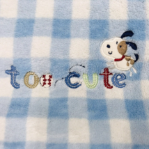 Carter&#39;s Baby Blanket Too Cute Puppy Dog Gingham Single Layer Blue White Check - £17.27 GBP