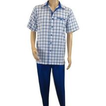 Men 2pc Walking Leisure Suit Short Sleeves By DREAMS Fancy 283-11 Royal Blue image 5