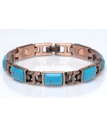 PURE COPPER MAGNETIC TURQUOISE LINK BRACELET  womens STYLE#TQ-R  jewelry... - $16.85 CAD