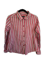 PENDLETON Womens Shirt Red Striped Button Front Long Sleeve Cotton Sz XL - £13.07 GBP