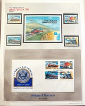 AMERIPEX &#39;86 Antigua &amp; Barbuda-Mint Stamps &amp; FDC in Mounts to Page w/ Ou... - £9.40 GBP