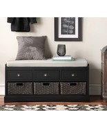 Wood Storage Bench with 3 Drawers &amp; 3 Baskets - Entryway Organizer - $4,853.84 MXN