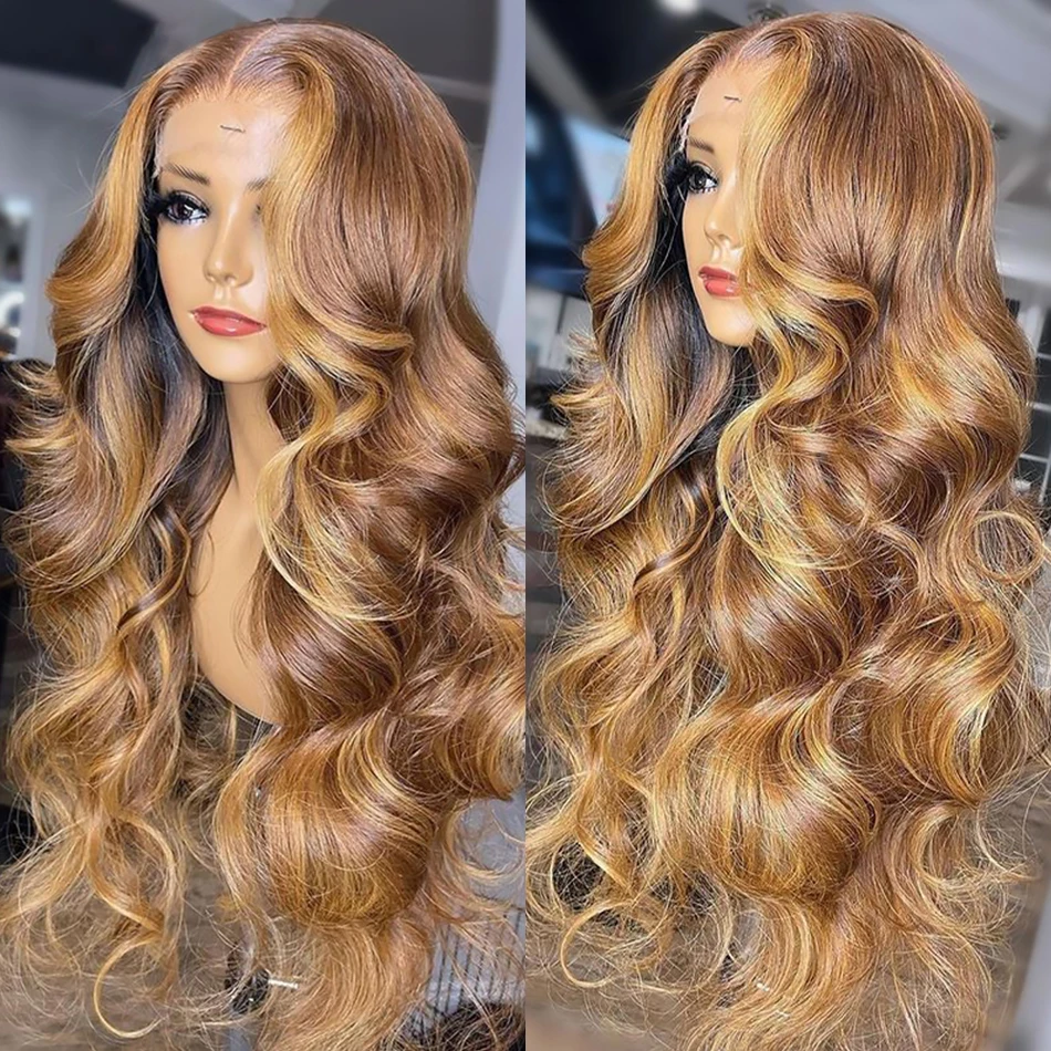Ombre Highlight Wig Brazilian Hd Lace Front Human Hair Wigs For Women 13x4 Hon - £56.40 GBP+