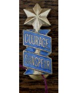 Nice Vintage Gold Tone Enameled Courage Sanspeur Lapel Pin, VG COND - $150.34 MXN