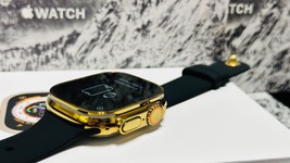 Custom Anodized 49MM GOLD Apple Watch ULTRA 2 Titanium Black Band Gold Plated Pi - £1,050.83 GBP