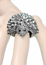 Cute Silver Rhinestones Hedgehog Porcupine Stretchable Statement Fun Chunky Ring - £12.15 GBP