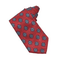 Vintage Halston Original Mens Tie Necktie Silk Red Medallion Made in USA 56 in - £18.49 GBP