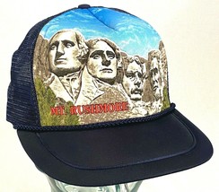 MT. RUSHMORE Hat-Mesh-Rope Bill-Vtg-3D Fuzzy Front-1989-Presidents - $18.22