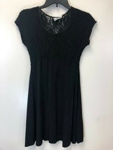 Vintage RIPE Clothing Women&#39;s Black Short Sleeve Lace Top Dress, Size Small - £6.64 GBP