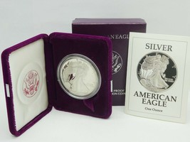 1991-S 1 Troy Oz .999 Fine American Silver Eagle Proof with Box &amp; COA - £94.39 GBP