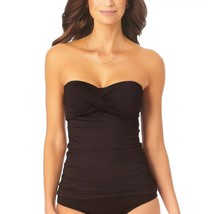 Anne Cole Womens Black Twist Front Bandeau Tankini Top Size XS Slimming New - $24.70