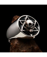 Excellent crafted Black Star of David Men&#39;s Hexagon Skull Ring - Sterlin... - £71.86 GBP