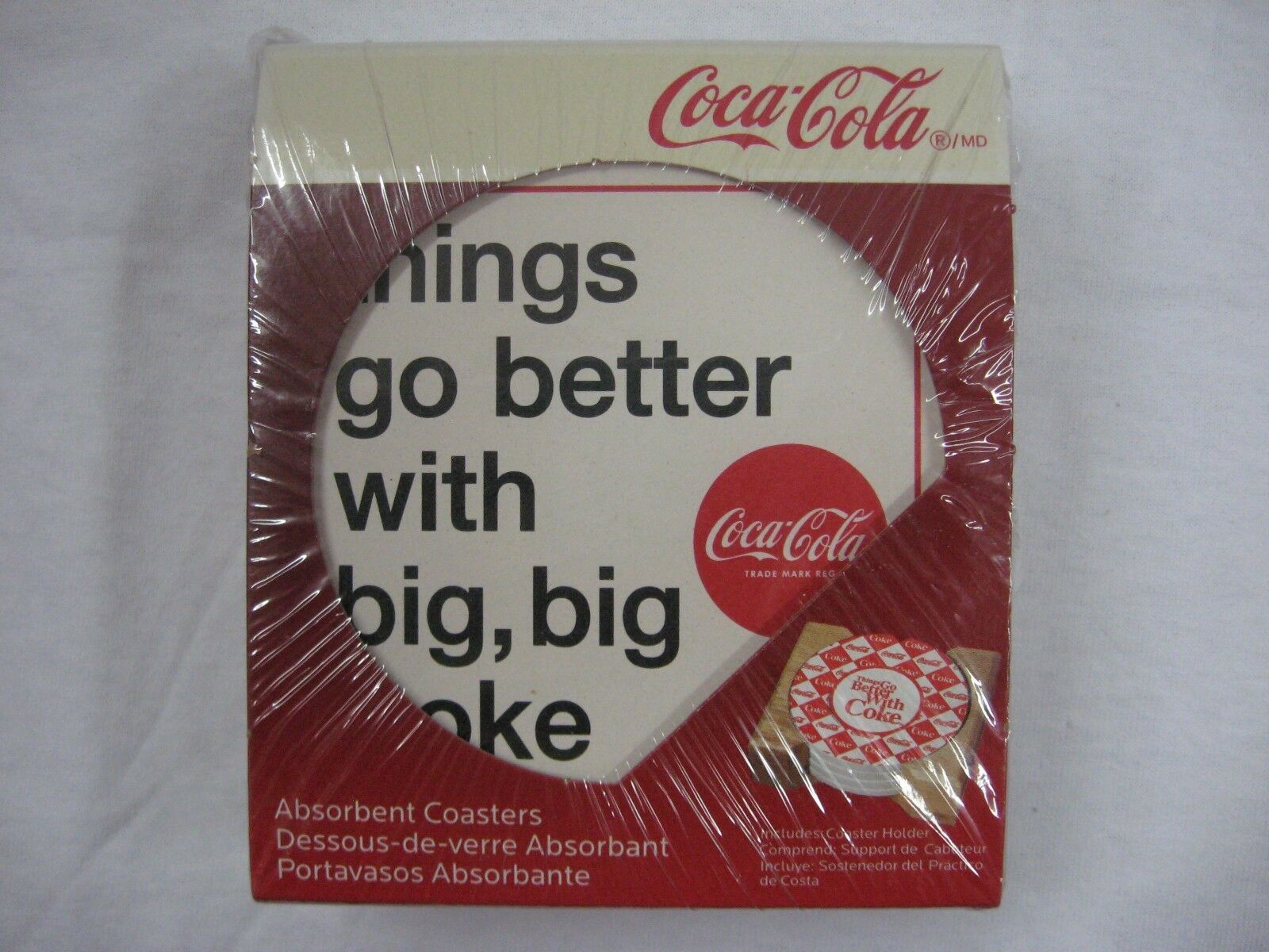 4 Coca Cola Ceramic Coasters in Wooden Case (CC8) - $17.08