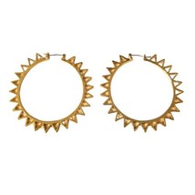 Gold Tone Circle Sunny Spike Hoop Earrings - £17.40 GBP
