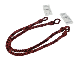 Conso Curtain Drapery Tieback Pair (2) Burgundy Red Twisted Rope Wired Ends - $7.43