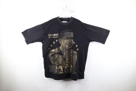 Vintage Y2K Streetwear Mens 2XL Faded Barack Obama Short Sleeve T-Shirt Black - £33.25 GBP