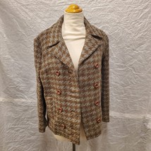 Women&#39;s Houndstooth Brown Matching Jacket and Skirt Set - $54.44