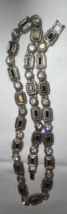 Silver-Tone Black Enamel Rectangle Shape Round Rhinestones Linked Necklace 17&quot; - £11.07 GBP