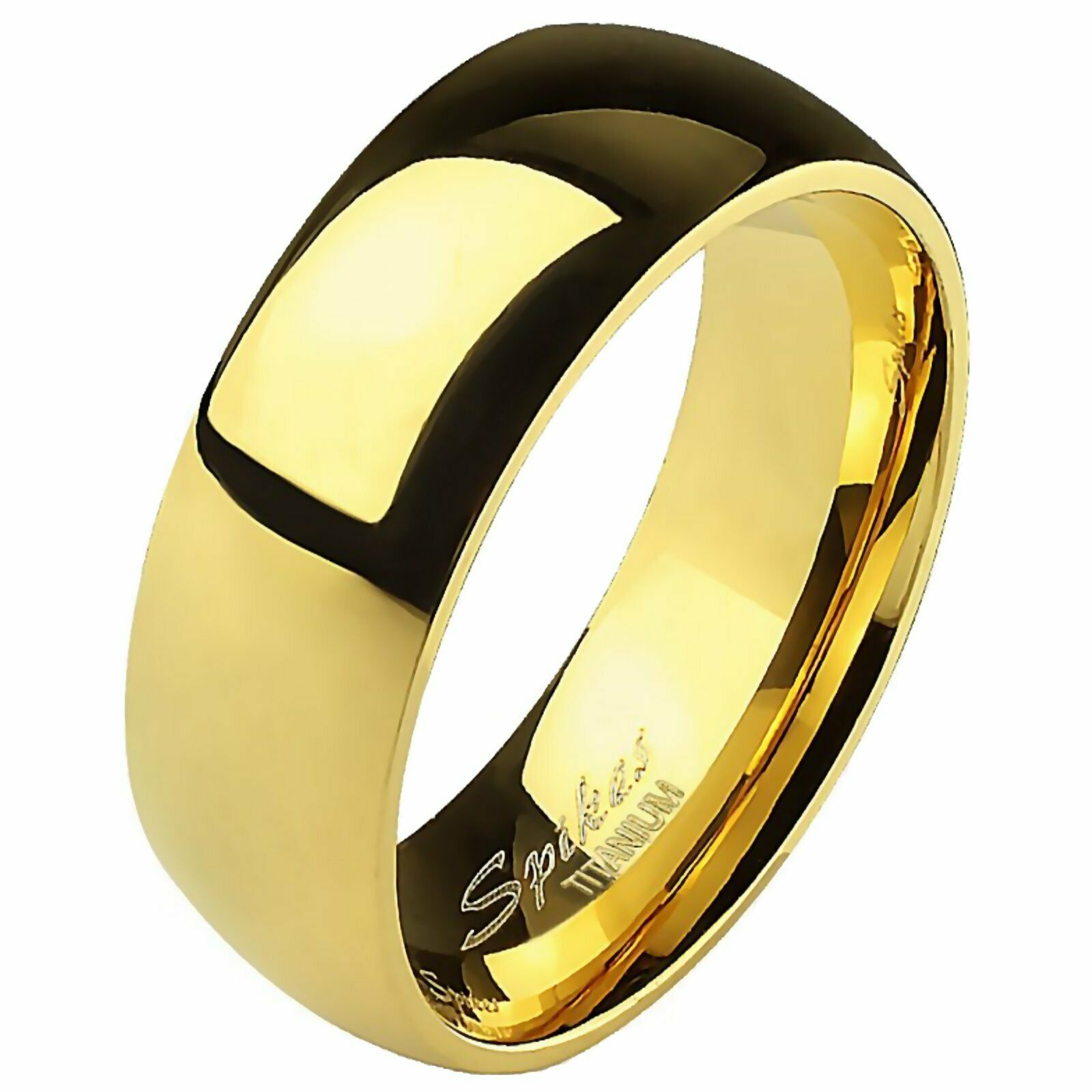 Primary image for Traditional Titanium Ring Gold Wedding Band Sizes 5-13 6mm Anniversary