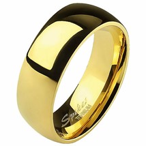 Traditional Titanium Ring Gold Wedding Band Sizes 5-13 6mm Anniversary - £15.04 GBP