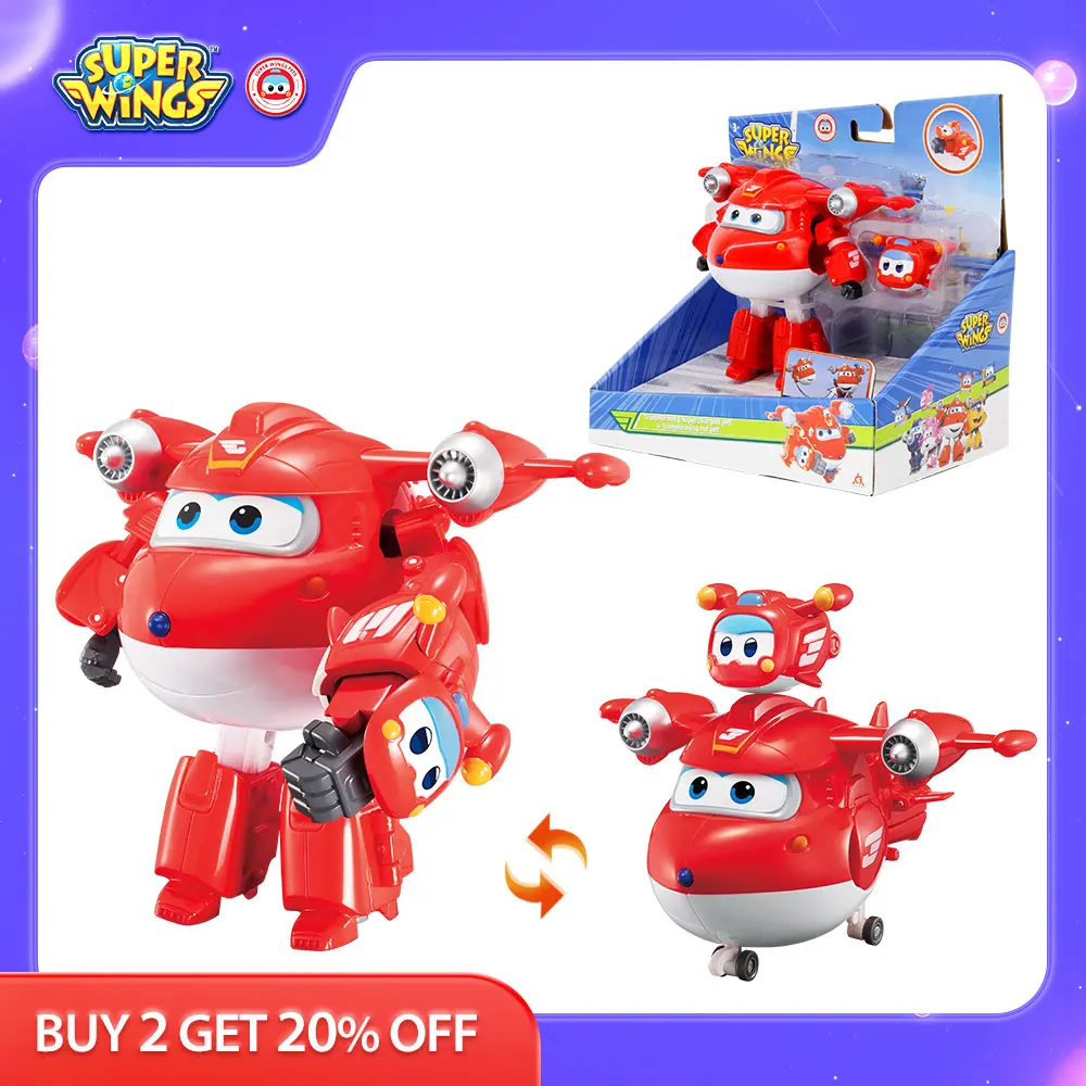 Super Wings 5 Inches Transforming Supercharged Jett &amp; Mini Magnetic Transforming - £36.24 GBP