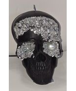 Ashland 5&quot; Black Skull with Pearls Unscented Candle Halloween Home Decor - €16,04 EUR