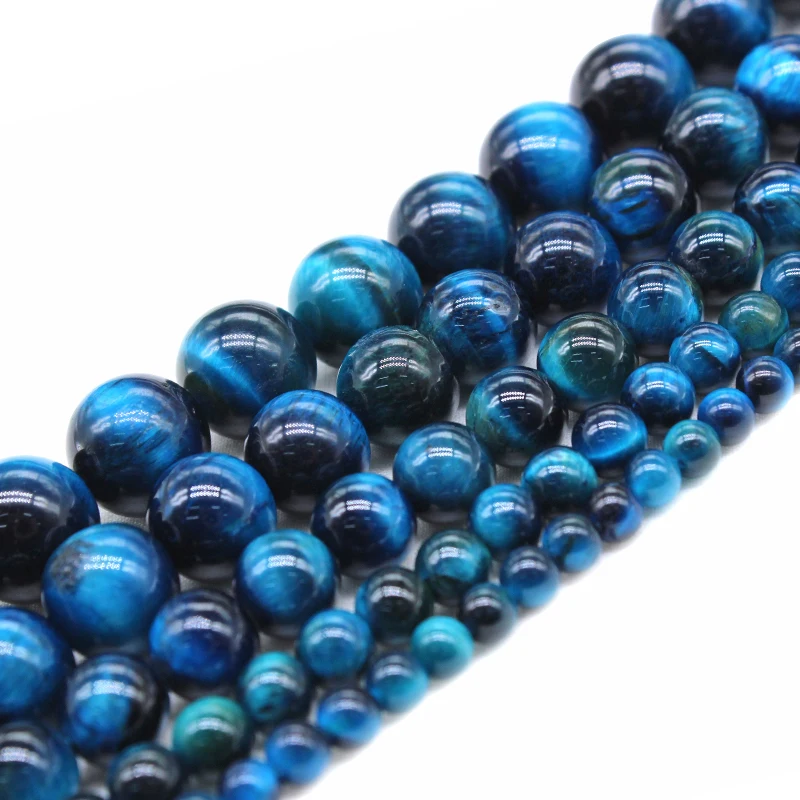 A natural blue tiger eye gem stone round beads for jewelry making diy bracelet necklace thumb200