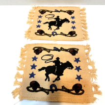 Vintage El Paso Saddle Blanket Co Woven Cowboy 7x6 inch Coasters Lot 2 - £10.70 GBP