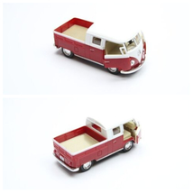 5&quot; VW 1963 Volkswagen Bus Double Cab Pickup Diecast Car 1:34 Red - £17.52 GBP