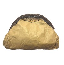 Vst Vintage Handmade Snake Genuine Leather Handbag Purse Bag Beige Tan Cream - £78.17 GBP