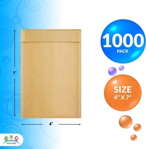 1000 Kraft Padded Bubble Mailers 4x7 Brown Kraft Bubble Envelopes Peel and Seal - £230.96 GBP