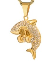 2.50 Ct Round Cut CZ Diamond Dolphin Shape Pendant 14k Yellow Gold Plated - £157.31 GBP