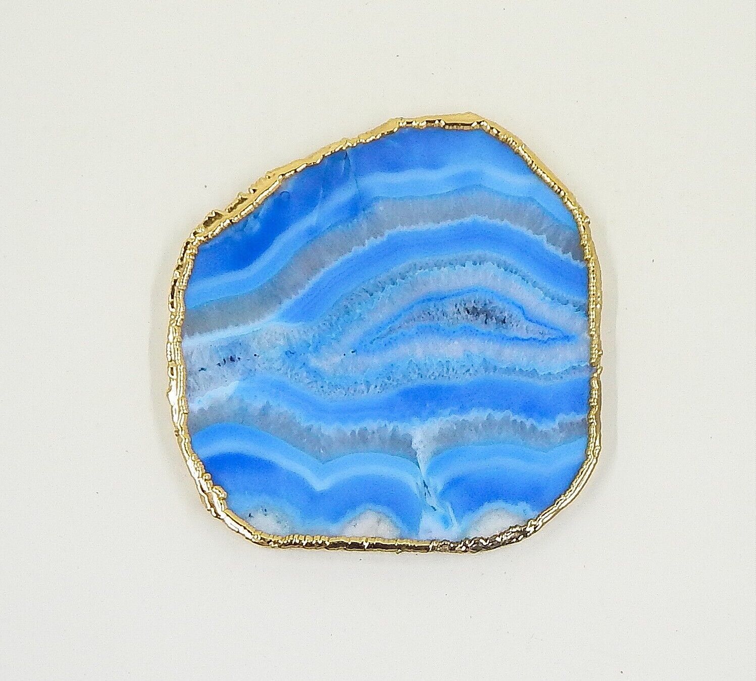 Sliced Agate Geode Candle Plate Gold Trimmed Anthropologie - $45.99