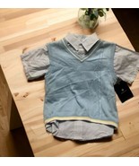 Claiborne Boys Blue Sweater Vest &amp; Button Up Shirt 2-Piece Set  Boys 6/7... - £20.19 GBP