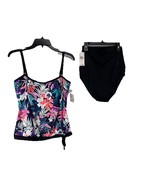 LeiLani 2 Pc Multicolor  Black High Waist Control  Tankini Bathing Suit ... - $42.86 CAD
