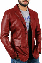 Men Genuine Lambskin Soft Leather Blazer Red Coat Handmade Stylish Formal Design - £95.29 GBP+