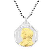 Miraculous Virgin Mother Mary Gold-Plated Finish Sterling Silver Necklace - £15.50 GBP